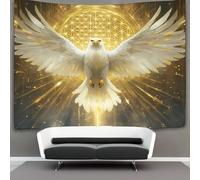 kaiyun White Águila with Golden Wings Tapiz Para Colgar En La Pared,Flor de la vida Tapices Arte De Pared Estético Decoración Del Hogar Para Sala De Estar Dormitorio 100cmx150cm