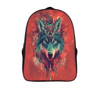 kaiyun Wolf Head Wearing A Crown Abstract Art Element Mochilas Escolares Adolescentes Para Escuela Intermedia Niño Y Niñas Bolsas Escolares 16 inch