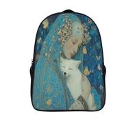 kaiyun Zorrito blanco sagrado en brazos de una mujer Mochilas Escolares Niña Niño Backpack Juveniles Adolescentes Bolsas Multi-bolsillo 16 inch