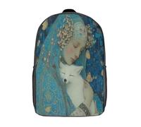 kaiyun Zorrito blanco sagrado en brazos de una mujer Niños,Mochilas Escolares Adolescentes, Alta Capacidad Bolsas Infantil,Informal Primaria Y Secundaria 17inch