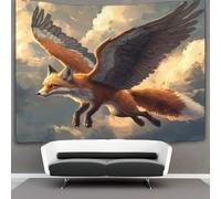 kaiyun Zorro Rojo con Alas,Volando in The cielo Tapiz Para Colgar En La Pared,estético Decoración Del Hogar Para Sala De Estardormitorio 100cmx150cm