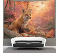 kaiyun Zorro rojo; sendero en un bosque otoñal Tapiz Para Colgar En La Pared, Tapices Arte De Pared Estético Decoración Del Hogar Para Sala De Estar Dormitorio 180cmx230cm