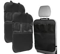 Kaiyzo 2 pcs Protector Asiento Coche con 3 Bolsillos de Malla Fundas Asientos Universales Tela Oxford Impermeable Accesorios para Coche para Prevención de Manchas y Daños Negro