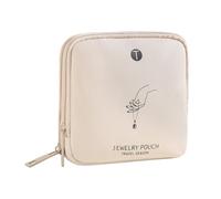 Kaiyzo Pequeño Joyero De Viaje, Bolsa De Almacenamiento Con Cremallera, Portátil Joyero Pequeño, Puede Guardar Pulseras, Anillos, Collares Y Pendientes, Imprescindibles Para Viajar (Beige)