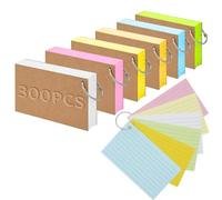 Kaizuca 300 PiezasTarjetas de Índice Multicolor de 5 * 3 Inch, Tarjetas de Vocabulario, Flashcards, Tarjetas Estudio con 6 Anillos De Encuadernación, Para Oficina, Hogar, Escuela(6 Colores)