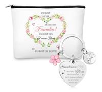 Kajaia Set de 2 Regalos para Beste Freundin Llavero para Novia Motivacional Bolsa de Cosméticos de Amistad Motivacional Bolsa de Aseo Portátil Neceser Pequeño con Cremalleras Regalo para Cumpleaños