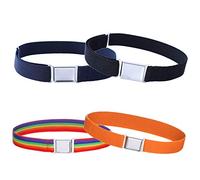 Kajeer 4 Pzs Cinturón magnético ajustable para niños de - Cinturón elástico grande elástico con hebilla magnética fácil para niños de 2 a 15 años y niñas (Arco iris/Naranja/Negro/Azul marino)