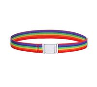Kajeer Cinturón magnético ajustable para niños pequeños - Cinturón elástico grande con hebilla magnética fácil para niños de 2 a 15 años(Rayas arcoiris)