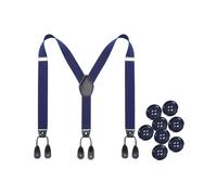 Kajeer Tirantes de botón para hombre, tirantes ajustables de piel sintética de 1.37 pulgadas para hombre, resistentes con 8 botones, azul marino, L: 43inch/ W: 1.4inch
