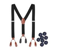 Kajeer Tirantes Hombres Anchos 3.5cm - Tirantes Ajustable para Hombres con 8 Ojales Tirantes de Cuero de Imitación Marrón para Hombres de Negocios de Boda