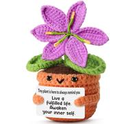 Kajfjad Crochet Purple Lily, regalo de agradecimiento hecho a mano para maestras, enfermeras, mamá, regalo de agradecimiento pensado para mujeres, decoración de escritorio de jubilación de cumpleaños