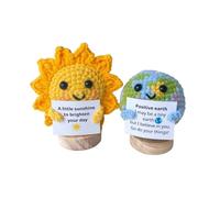 Kajfjad Juego de 2 piezas de sistema solar de ganchillo, felpa hecha a mano del sol y la tierra con soporte de exhibición, juguete de apoyo emocional temático celestial, regalo inspirador para