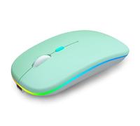 Kajfjad Ratón inalámbrico, mouse silencioso recargable con BT 5.2 y 2.4G modo dual, mouse inalámbrico portátil delgado para laptop, iPad, tableta y PC, color verde
