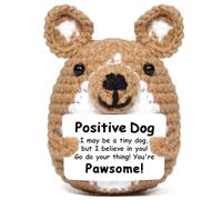 Kajfjad Regalo de perro de ganchillo, animal de apoyo emocional con tarjeta inspiradora para los amantes de los perros, decoración temática de corgi para oficina, escritorio, hogar, exhibición de