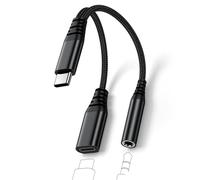 Kajm USB C Adaptador Doble para Auriculares, Adaptador AUX (2 en 1) Divisor de Audio Jack