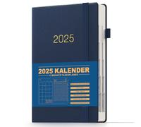 KaKa Dragon Agenda 2025, agenda de libros, agenda alemana, A5, 1 día y 1 página con pestañas mensuales, (416 páginas), tapa dura (azul)