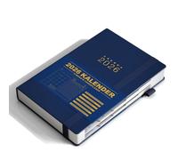 KaKa Dragon Agenda 2026, agenda de libros, agenda alemana, agenda A5, 1 día, 1 página con pestañas mensuales, (416 páginas), tapa dura (azul)