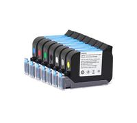 KAKAK Impresora térmica de inyección de Tinta portátil JS12 JS12M de 600 dpi y 12,7 mm con Cartucho de Tinta ecosolvente de Secado rápido para Texto Código de Barras(1set(7Colors))