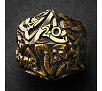 KakapopoTCG Endless Order (oro antiguo) Contador de vida D20 Dados Spindown Metal Sólido Extra Grande Extra Pesado para MTG Magic the Gathering EDH Commander Cuenta atrás Dados celtas