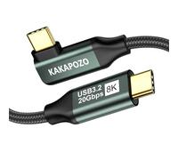 KAKAPOZO Cable USB C en ángulo recto 3.2 Gen 2-5FT 8K @60Hz USBC USBC Monitor Cable-20Gbps Data Transfer-100W PD Fast Charging Type C to Type C Cable de video para iPhone 16/15, iPad, MacBook, TV