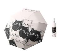 KAKASEA Paraguas plegable, protección solar contra la lluvia, resistente al viento, paraguas portátil para mujer, 3 paraguas plegables para gatos al aire libre