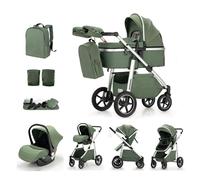 Kakbgee 3 en 1 Cochecito de Bebé, Sistema de Viaje, Carrito Bebé Asa Regulable en Altura, Silla de Paseo, Capazo y Asiento de Cochecito, Mosquitera, Cochecito con chasis de aluminio(0-4 Años, 22KG)