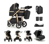 Kakbgee Cochecito de Bebé 3 en 1, Sistema de Viaje, Carrito Bebé Asa Regulable en Altura, Silla de Paseo, Capazo y Asiento de Cochecito, Mosquitera, Cochecito con chasis de aluminio(0-4 Años, 22KG)