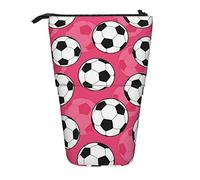 KAKETE Estuche para lápices Balones de fútbol en Rosa, Estuche telescópico Impreso, portalápices de pie, papelería, Bolsa para lápices con Cremallera