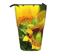 KAKETE Estuche para lápices Girasoles Flores Amarillas Impreso Estuche para lápices telescópico Portalápices de pie Papelería Organizar Estuche para lápices con Cremallera