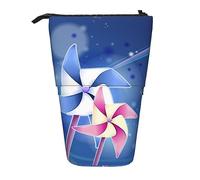 KAKETE Estuche para lápices Molino de Viento Azul Impreso Estuche para lápices telescópico Soporte para bolígrafo de pie Papelería Organizar Estuche para lápices con Cremallera