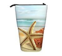 KAKETE Estuche para lápices Starfish Beach Ocean Impreso Estuche telescópico para lápices Portalápices de pie Papelería Organizar Estuche para lápices con Cremallera