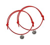 KAKI La Felicità è Nelle Piccole Cose Par de pulseras de hilo rojo del destino con colgante de color plateado (par)