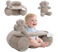 KAKIBLIN Baby Sit Me Up - Asiento inflable para bebé con funda para bebés de 3 a 36 meses, portátil, asientos inflables para sentarse y jugar (gris)
