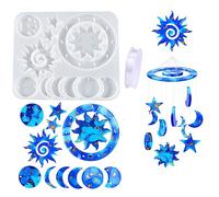 KAKOLOPT Kit de moldes de silicona para campanillas de viento solar, atrapasueños, kit de moldes de resina de estrella de sol, luna, estrella, moldes de resina epoxi, fundición artesanal para