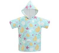 KAKU NANU Albornoz Niña Bata Albornoz de Microfibra Poncho Playa Niño Albornoz Ducha Niño Piscina con Capucha 5 6 7 8 9 10 Años Azul