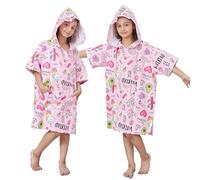 KAKU NANU Albornoz Niña Bata Albornoz de Microfibra Poncho Playa Niño Albornoz Ducha Niño Piscina con Capucha 5 6 7 8 9 10 Años Rosa