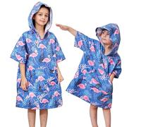 KAKU NANU Albornoz Niña Bata Albornoz de Microfibra Poncho Playa Niño Albornoz Ducha Niño Piscina con Capucha 5 6 7 8 9 10 Años Azul
