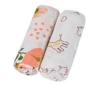 KAKU NANU Muselinas Bebe Algodon 2 Piezas Gasas de Muselina Grandes Muselina Bebe Recien Nacido 110x120 Regalos para Bebes Recien Nacidos Manta Verano Bebe(Flores,Ciervos)