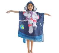 KAKU NANU Poncho con capucha para niños de 6 a 14 años, 6 colores, toalla de natación para niños, bata cambiadora, poncho de playa, toallas de baño de secado rápido, grande, azul oscuro, 6-14 años