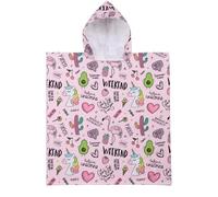 KAKU NANU Toalla poncho con capucha para niños de 6 a 14 años, 6 colores, bata cambiadora para la playa, toalla de baño de secado rápido, grande, Rosa y blanco, 6-14 Years
