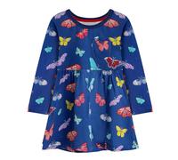 KAKU NANU - Vestido para niño y niña, manga larga, 2-7 años, ropa de niño, niña, algodón, vestido casual, azul, 3 años