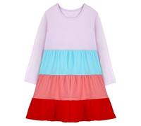 KAKU NANU - Vestido para niño y niña, manga larga, 2-7 años, ropa de niño, niña, algodón, vestido casual, morado claro, 6 años