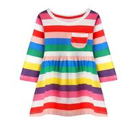KAKU NANU - Vestido para niño y niña, manga larga, 2-7 años, ropa de niño, niña, algodón, vestido casual, multicolor, 6 años