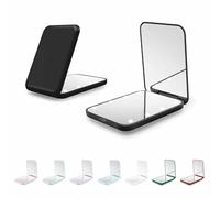 Kakuje Espejo de viaje con luz, espejo compacto LED de aumento 1X/3X con BIattery interno, mini espejo negro para bolso, bolsillo, viaje y regalo