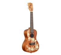 Kala Brand Music Co., Ukelele de 4 cuerdas, derecho, caoba teñida con gráfico marfil, concierto (KA-GARDENIA-C_W/BAG)