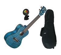 Kala KA-CEMB concierto Exotic madera de caoba azul transparente satinado ukelele con bolsa de concierto y sintonizador