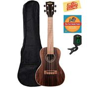 Kala KA-EBY-C - Ukelele de concierto a rayas de ébano con bolsa de gigo, afinador, DVD con instrucciones de Austin Bazaar y paño de pulido