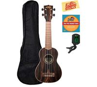 Kala KA-EBY-SRIP - Ukelele soprano de ébano con bolsa de gigo, afinador, Austin Bazaar (incluye DVD de instrucciones y gamuza de pulido)