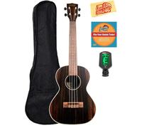 Kala KA-EBY-T - Ukelele tenor de ébano a rayas con funda, afinador, DVD instructivo Austin Bazaar y paño de pulido