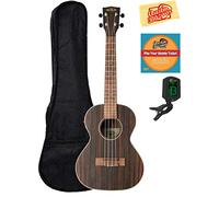 Kala KA-EBY-TE - Ukelele acústico con diseño de rayas de ébano tenor, con bolsa de gigo, afinador, DVD con instrucciones de Austin Bazaar y paño de pulido
